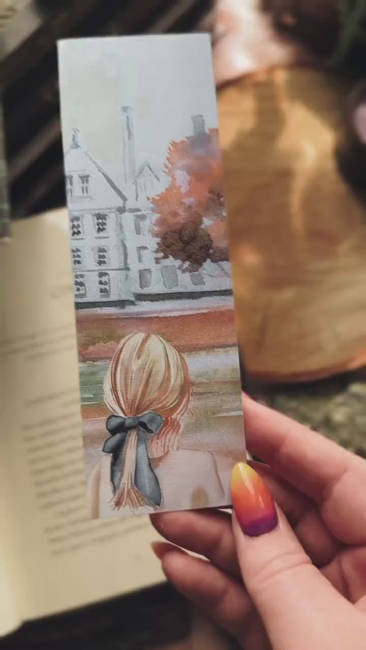 Dark Academia Watercolor Bookmark, Back to School Book Lover Gift, Gothic Cottagecore Reading Accessory, Library Aesthetic