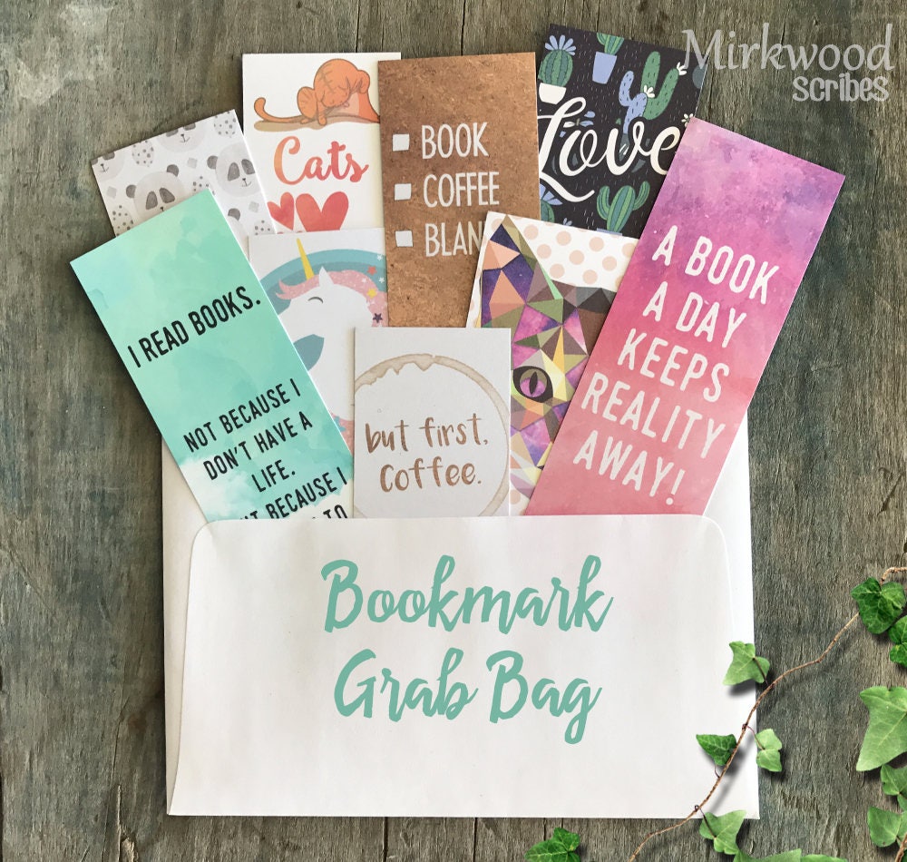 Grab Bag Set of Bookmarks, 9 Surprise Handmade Bookmarks