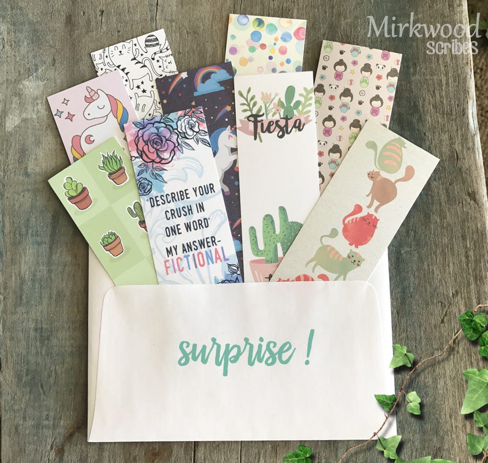Grab Bag Set of Bookmarks, 9 Surprise Handmade Bookmarks