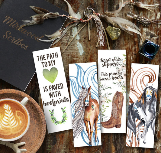 Printable Watercolor Horses Bookmark Set