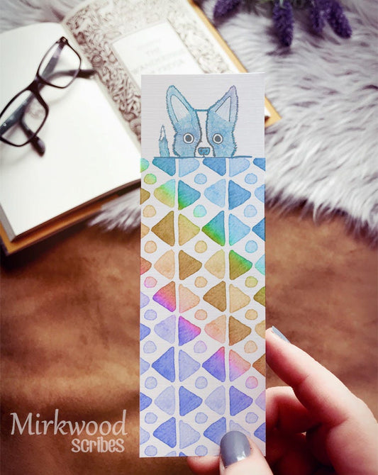 Rainbow Puppy Doodle Watercolor Bookmark