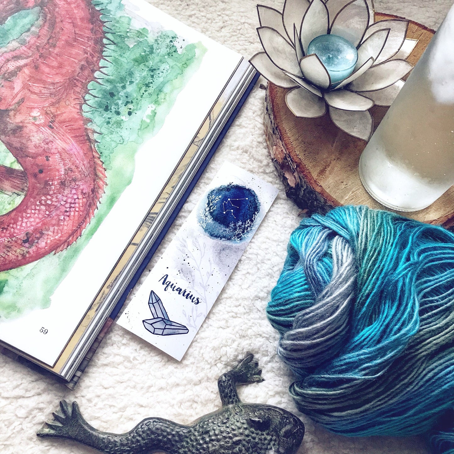 Aquarius Zodiac Watercolor Bookmark
