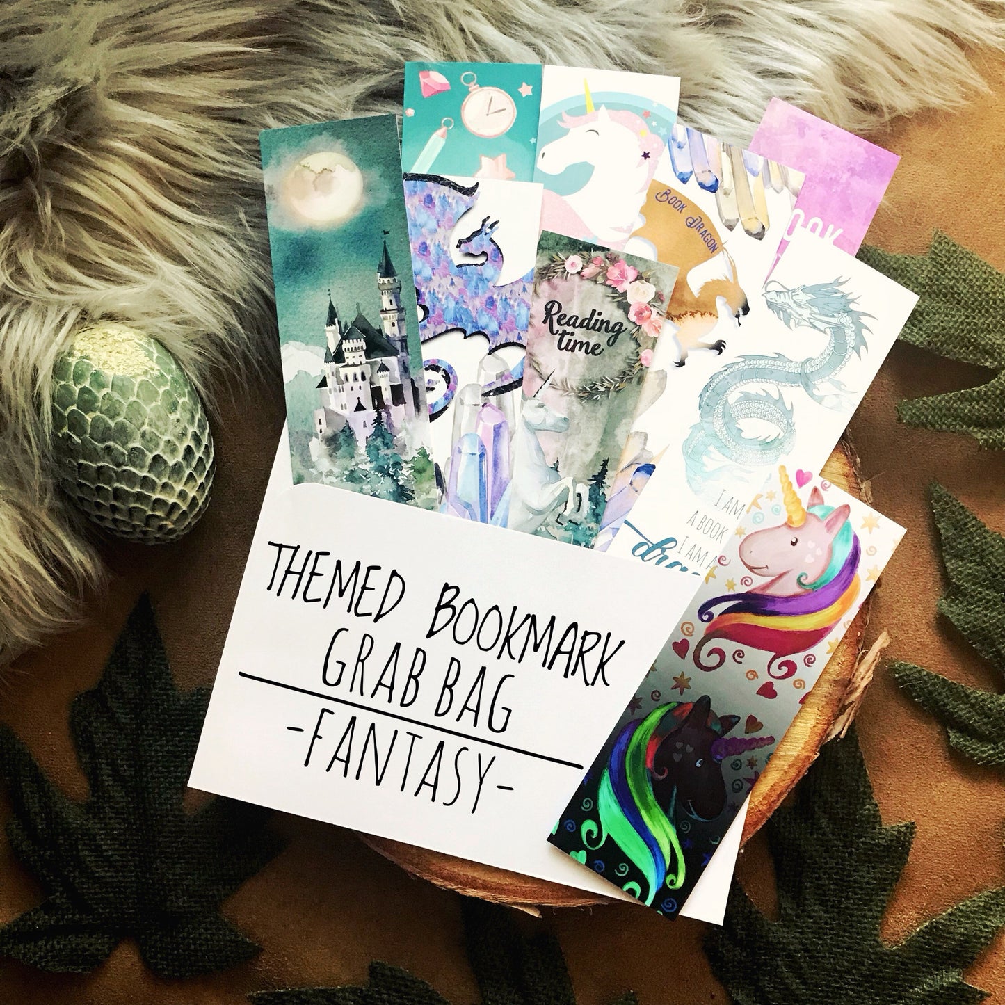 Deluxe Bookmark Grab Bag, 9 Themed Laminated Bookmarks, Blind Bag Reader Surprise Gift