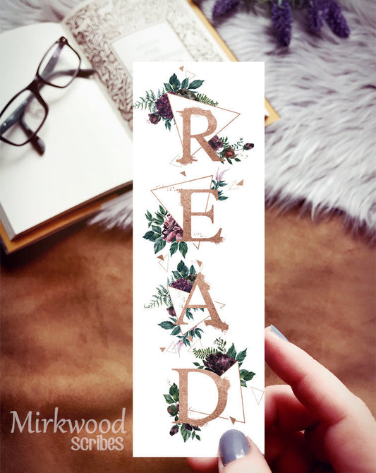 Rose Gold Geometric Gold Bookmark