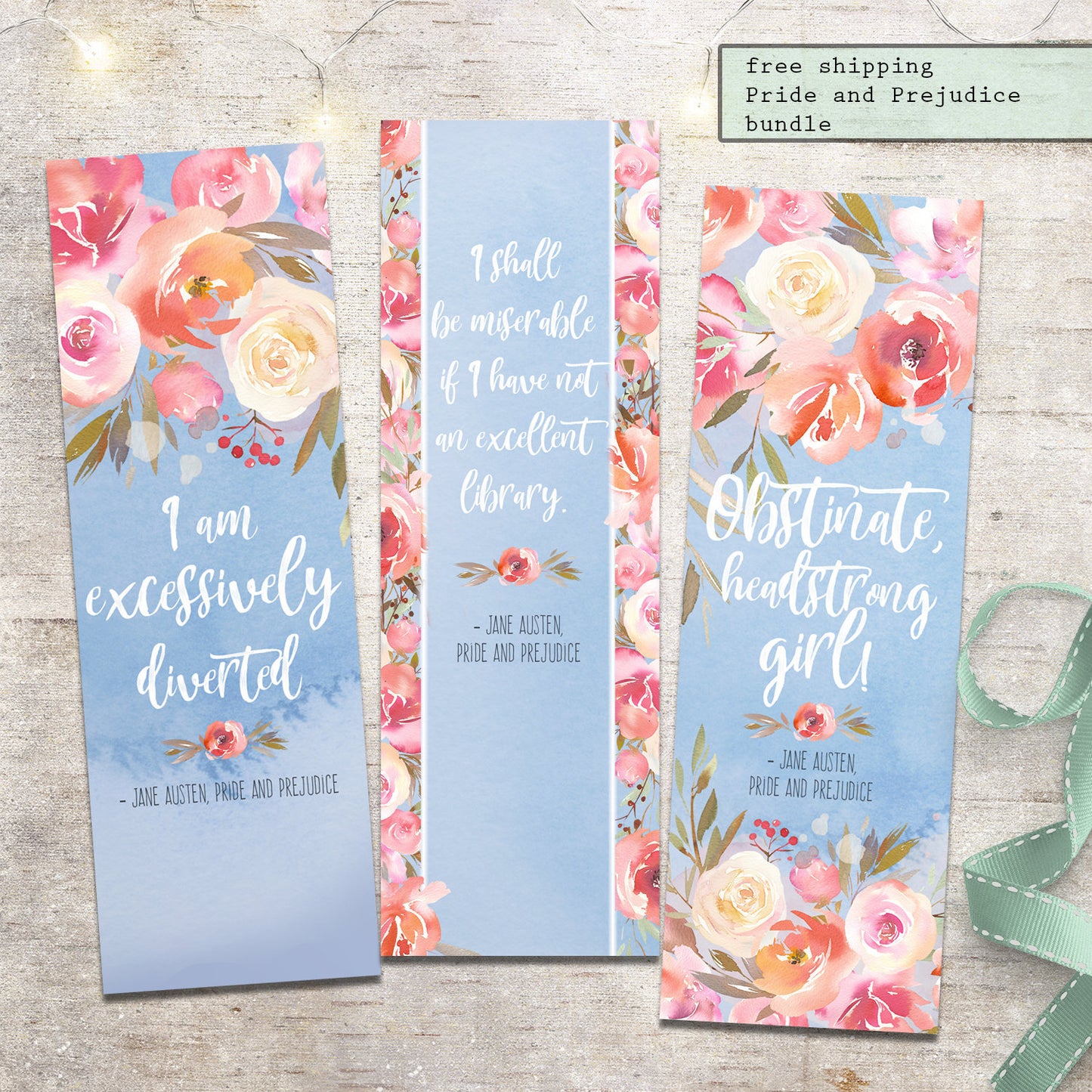 Jane Austen Pride and Prejudice Bookmark Bundle