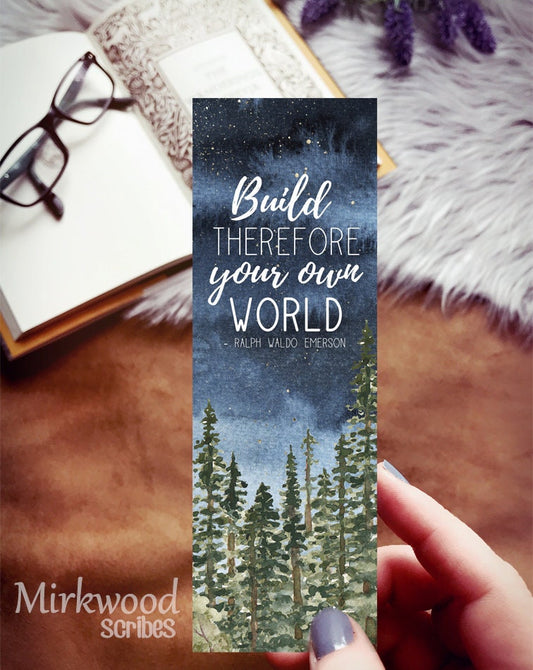 Ralph Waldo Emerson Literary Quote Watercolor Bookmark