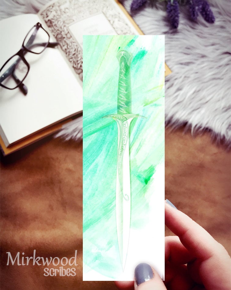 Elf Dagger Watercolor Bookmark