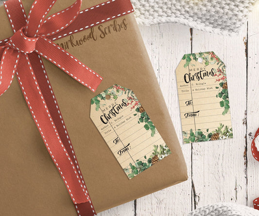 Printable Library Card Holiday Gift Tags