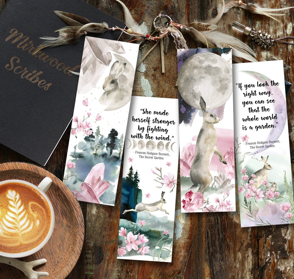 Printable Watercolor Easter Rabbit Bookmarks Set, The Secret Garden by ...