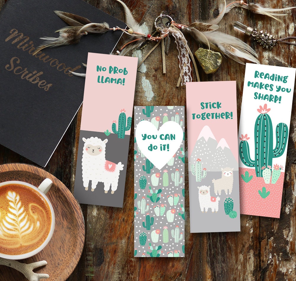 Cute Green and Pink Cactus Bookmark