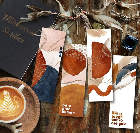 Printable Be A Nice Human Positive Message Watercolor Bookmarks Set