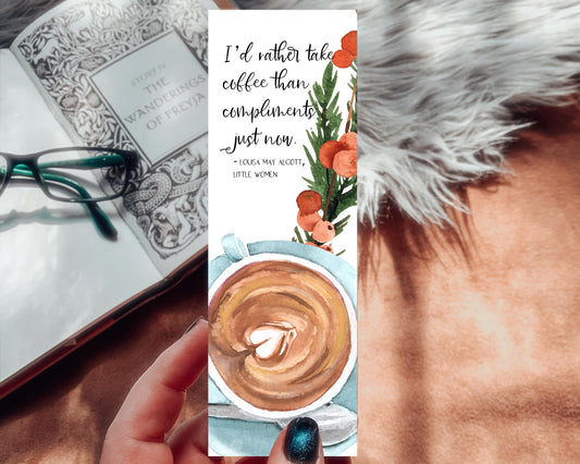 Little Women Coffee Watercolor Bookmark