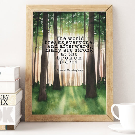 Printable Watercolor Forest Hemingway Quote Art Print