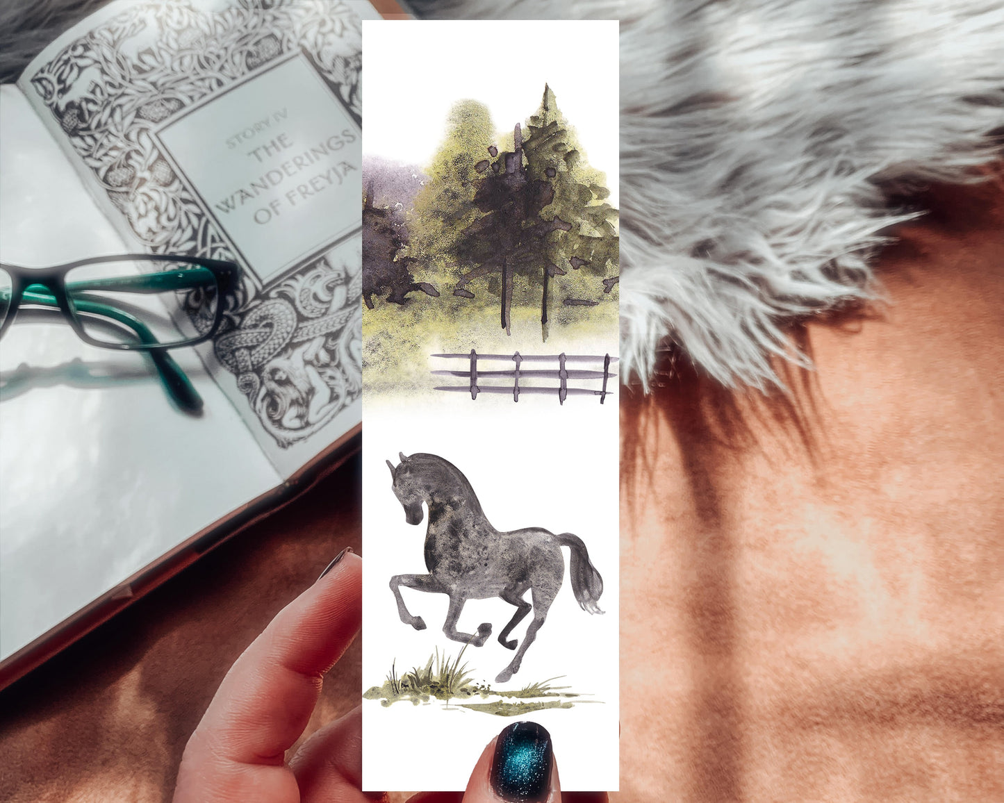 Countryside Horse Watercolor Bookmark