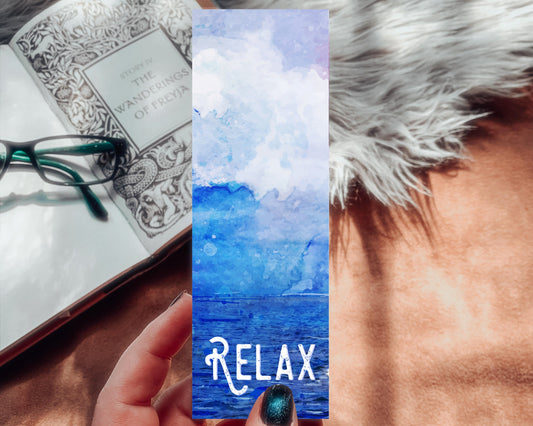 Blue Beach Ocean Watercolor Paper Bookmark