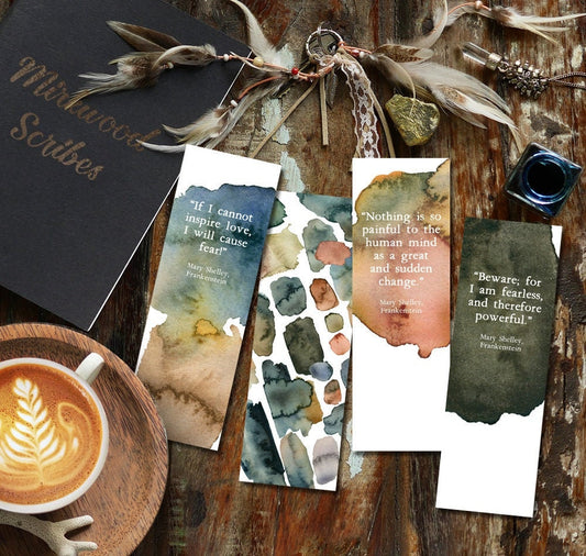 Printable Watercolor Frankenstein Bookmarks Set