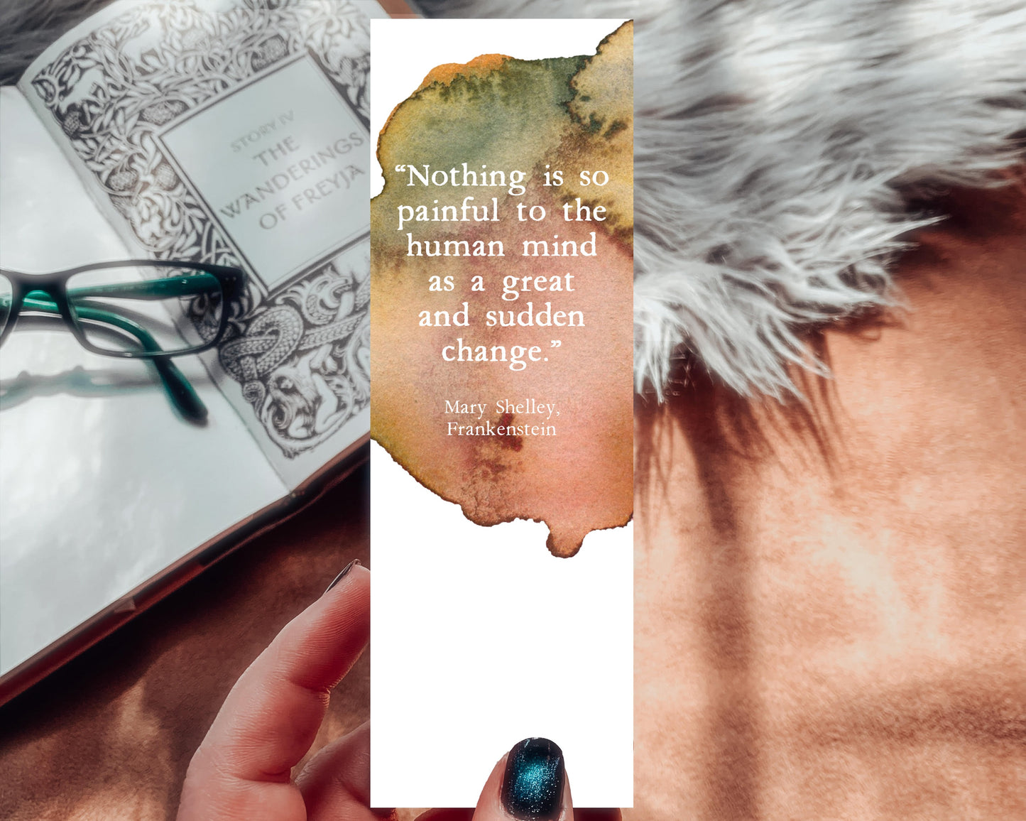 Frankenstein Quote Watercolor Bookmark