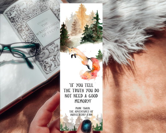 Huckleberry Finn Fox Watercolor Bookmark