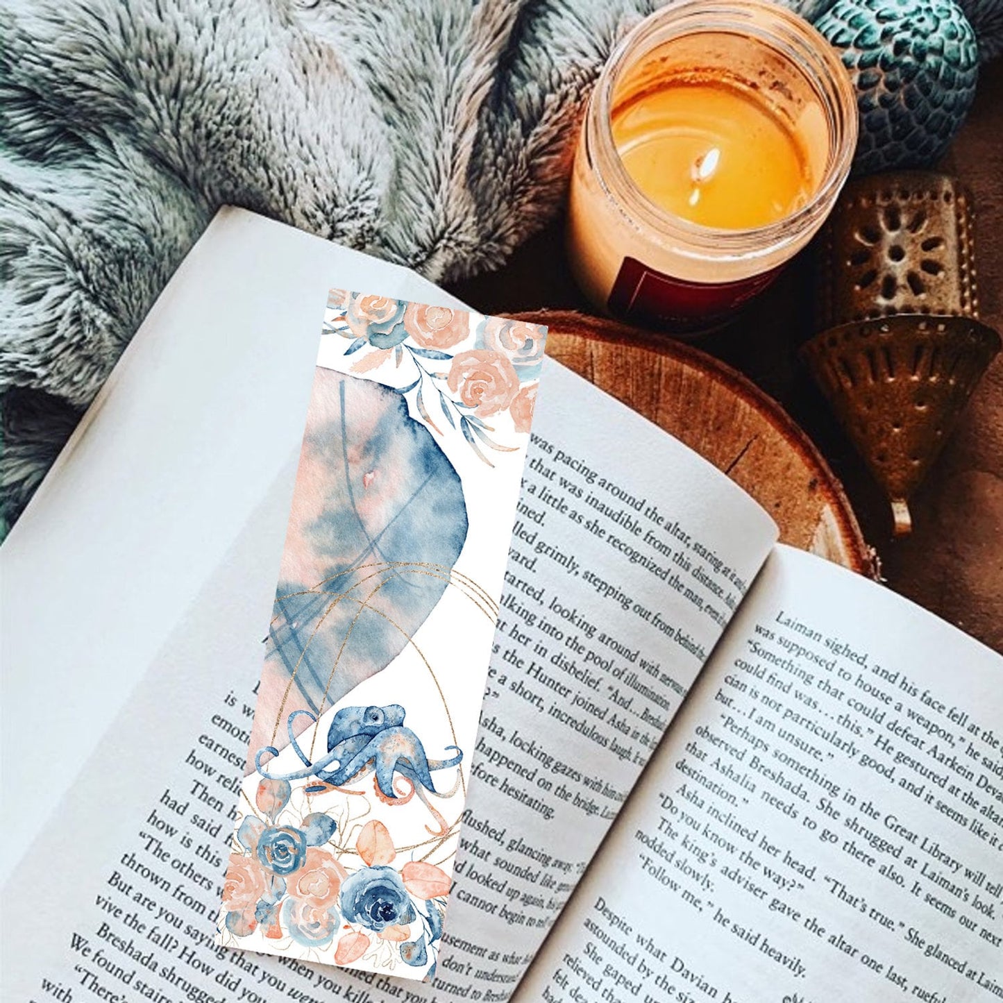 Watercolor Sea Life Octopus Bookmark
