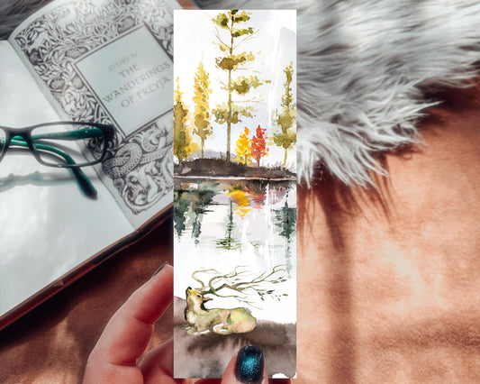 Autumn Deer Watercolor Bookmark