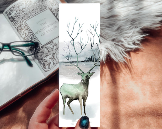 Winter Deer Watercolor Bookmark