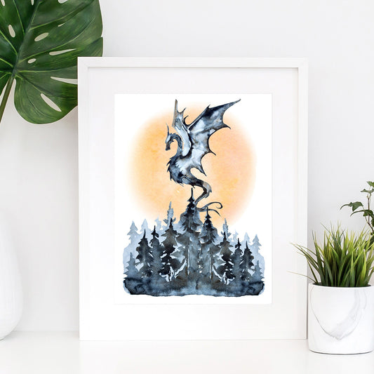 Watercolor Dragon Art Print
