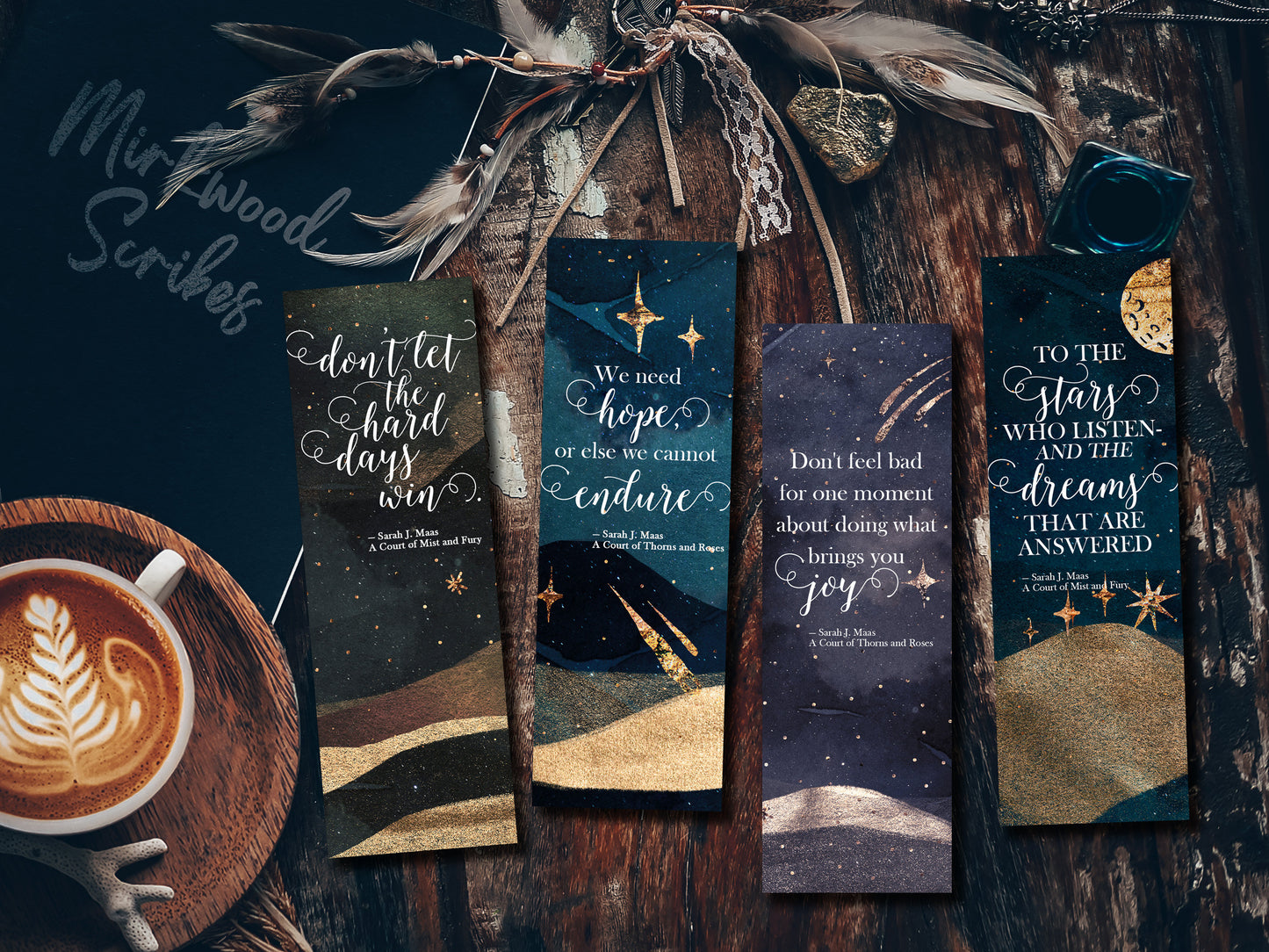 ACOTAR Quote Watercolor Bookmark, Don't Let the Hard Days Win