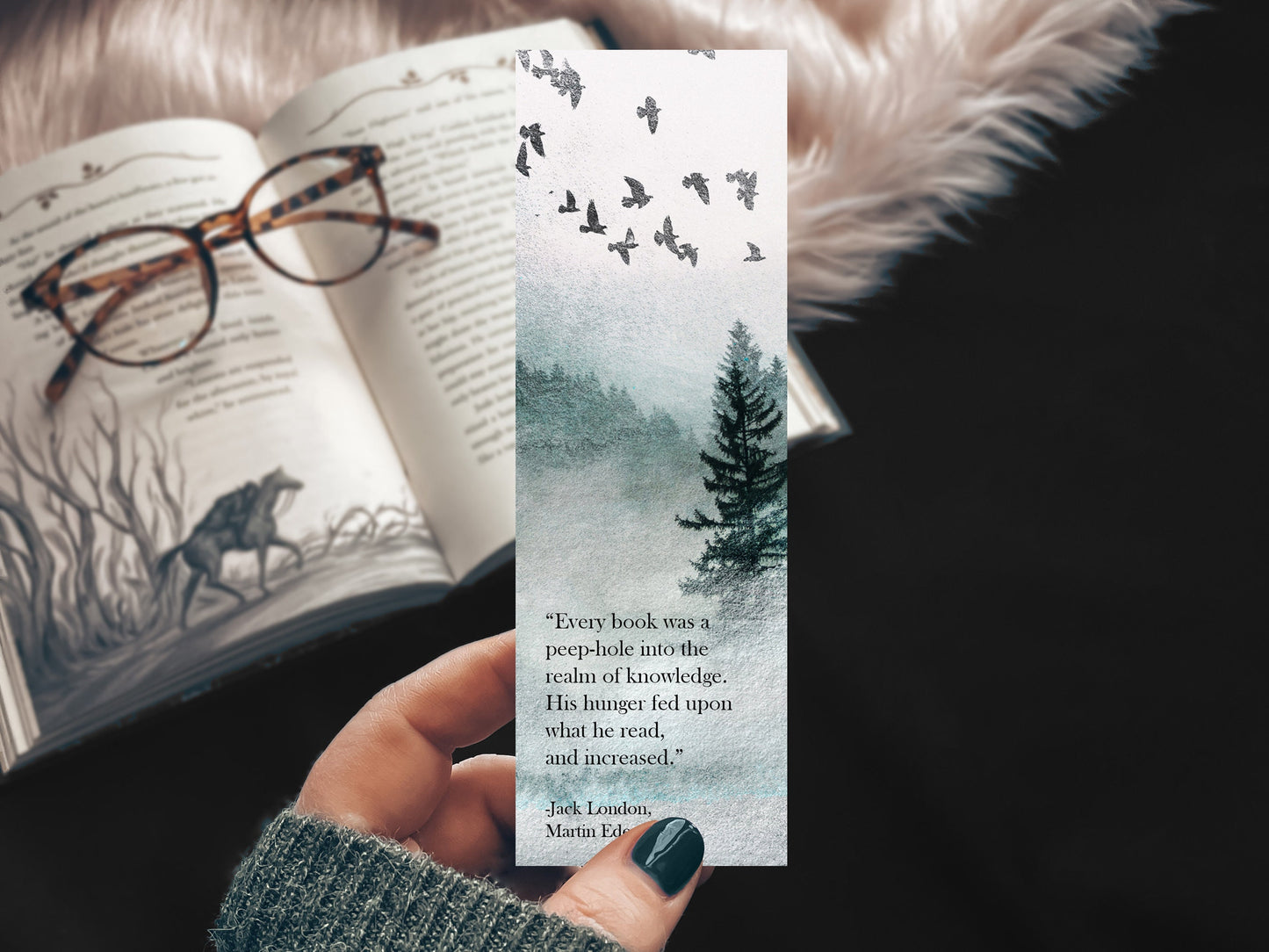 Jack London Martin Eden Quote Watercolor Bookmark