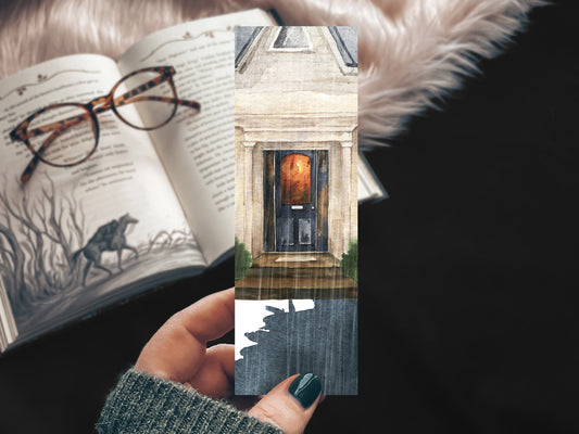 Haunted House in the Rain Watercolor Bookmark