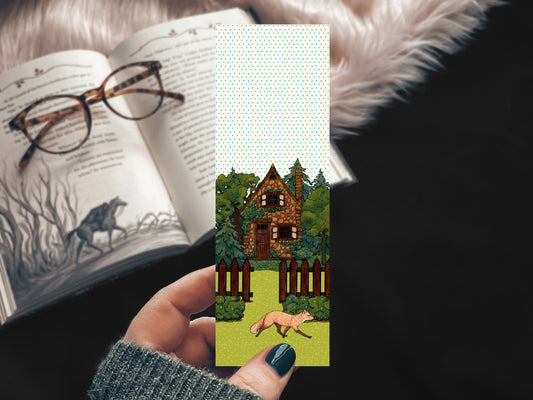 Cottagecore Cozy Cottage and Fox Bookmark