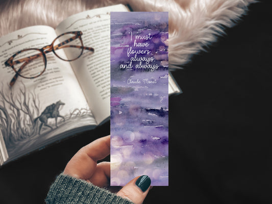 Monet Flowers Quote Bookmark