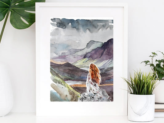 Brave High Lady Heroine Watercolor Art Print