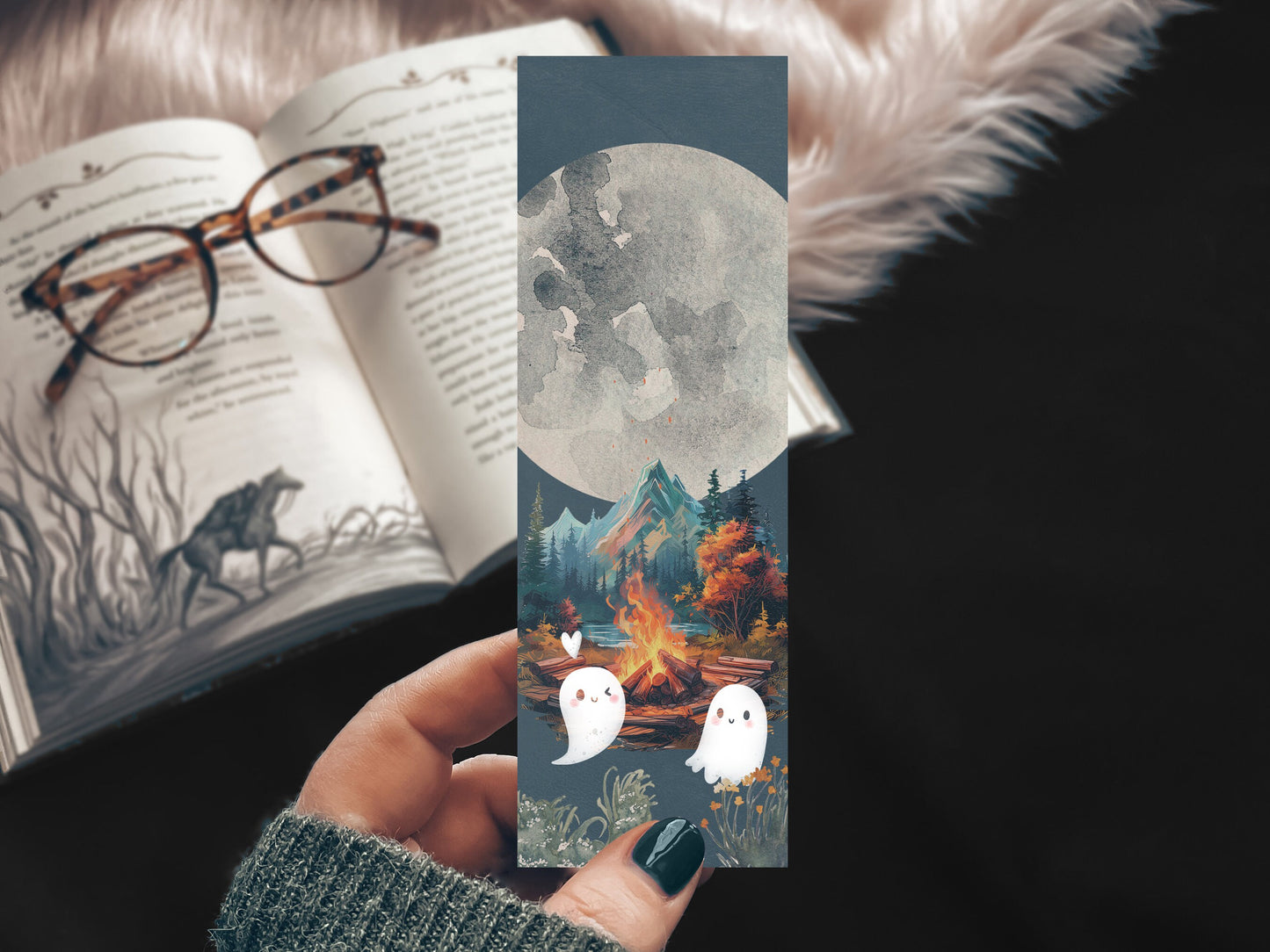 Halloween Ghost Couple Watercolor Bookmark