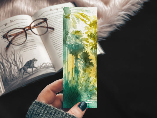 Tropical Beach Sunset Watercolor Bookmark