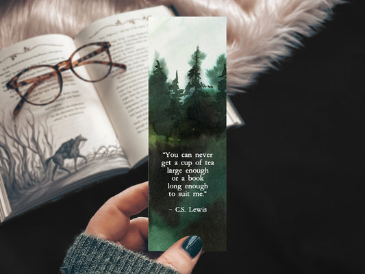 Book Lover Watercolor Bookmark, C.S. Lewis Quote